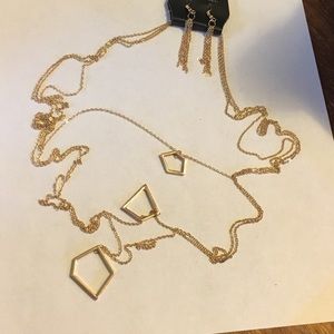Gold Necklace & Earrings
